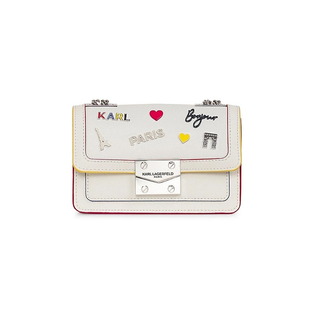 Karl Lagerfeld Corinne Leather Shoulder Bag  - white